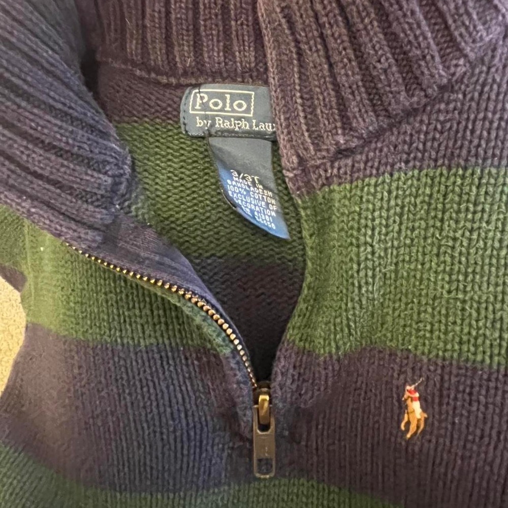 Ralph Lauren green and navy striped sweater Size 3T